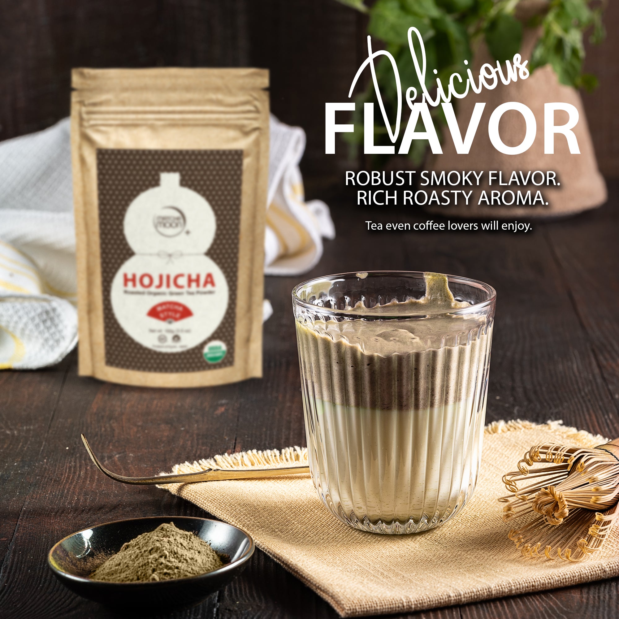 Organic Matcha-Style Hojicha Roasted Green Tea Powder
