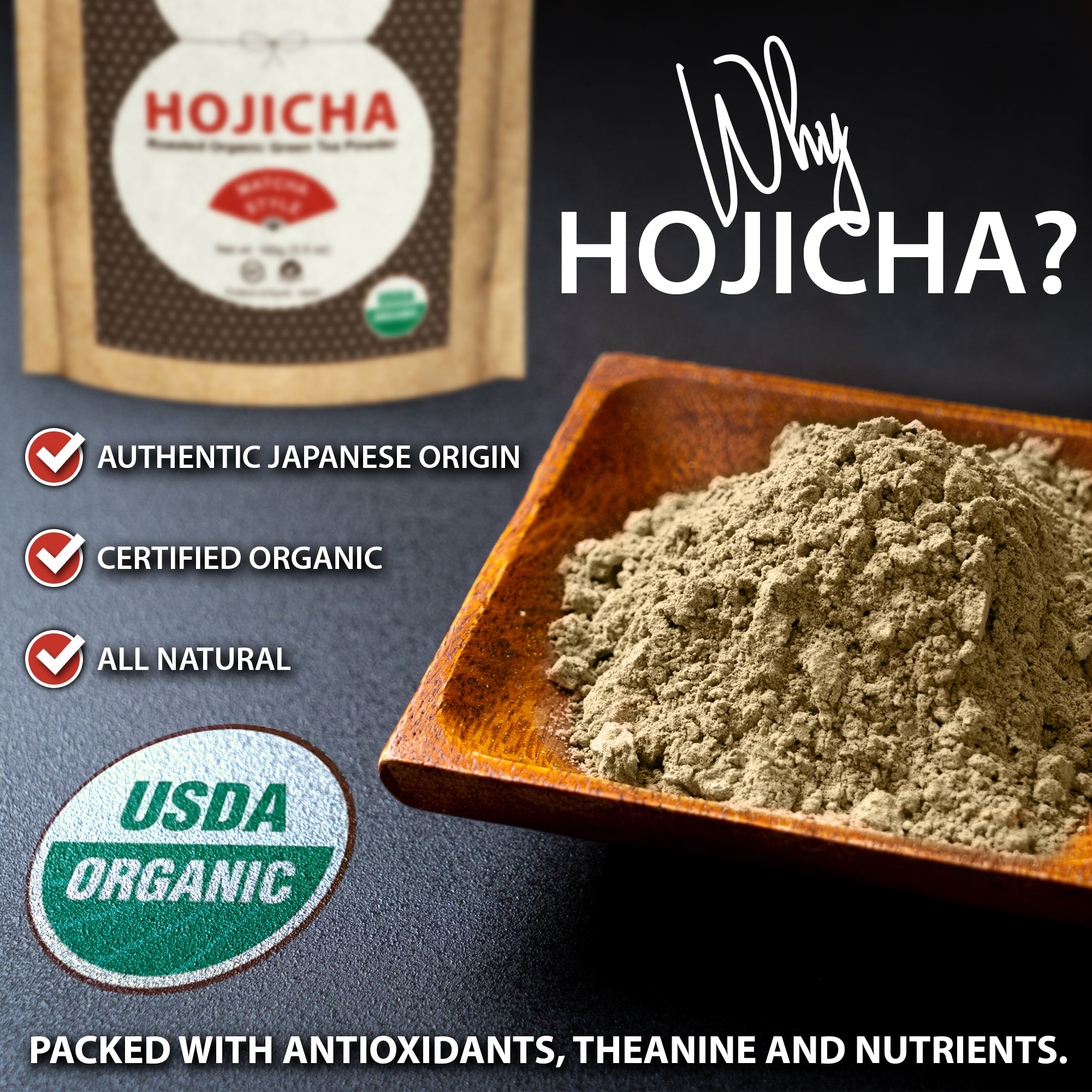 Organic Matcha-Style Hojicha Roasted Green Tea Powder