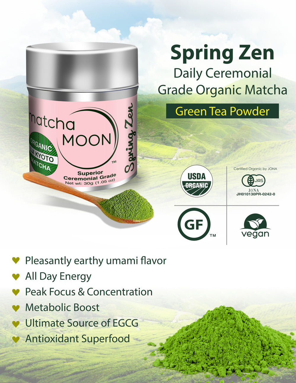 Spring Zen Matcha Green Tea Powder - Benefits